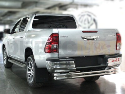 Защита заднего бампера двойная 53-53 мм для Toyota Hilux 2015-2021