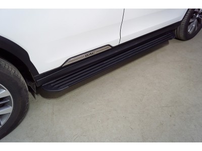 Пороги алюминиевые "Slim Line Black" 1820 мм ТСС для GAC GS8 2019-2021