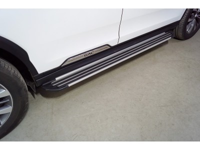 Пороги алюминиевые "Slim Line Silver" 1820 мм ТСС для GAC GS8 2019-2021