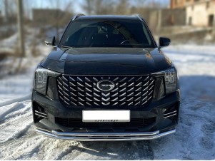 Защита переднего бампера с подгибами двойная d-60+43 для GAC GS8 II Рестайлинг 2021 – н.в. GGS8_1