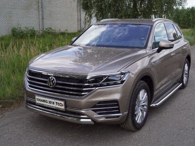 Защита передняя овальная 75х42 мм ТСС для Volkswagen Touareg 2018-2021