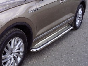 Пороги с площадкой нержавеющий лист 60 мм для Volkswagen Touareg № VWTOUAR18-31