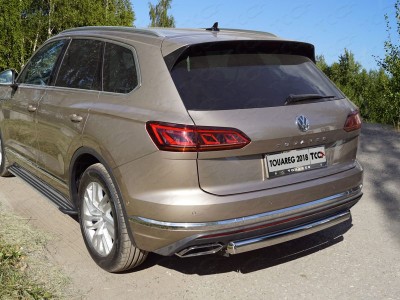 Защита задняя овальная 75х42 мм ТСС для Volkswagen Touareg 2018-2021