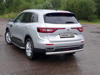 Защита заднего бампера овальная 72х42 мм ТСС для Renault Koleos 2018-2021