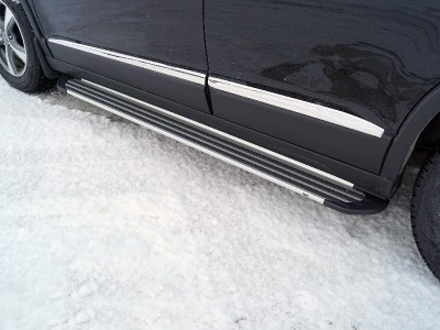 Пороги алюминиевые Slim Line Silver 1720 мм ТСС для Haval M6 1.5 2021 – н.в.
