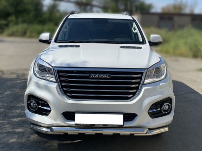 Защита переднего бампера d-60 с доп.накладками Технотек для Haval H9 2017 – н.в.