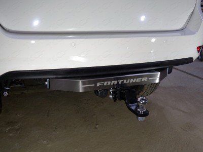 Фаркоп ТСС крюк Е нержавеющий, надпись Fortuner для Toyota Fortuner 2017-218