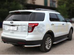 Пороги с площадкой алюминиевый лист 60 мм для Ford Explorer Sport № FE2013S_2