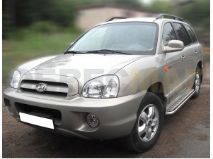 Пороги с площадкой алюминиевый лист 43 мм для Hyundai Santa Fe Classic № HS_3