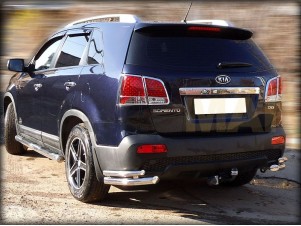 Защита задняя уголки двойные 60-43 мм для Kia Sorento № KST09 5