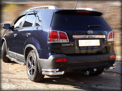 Защита задняя уголки двойные 60-43 мм для Kia Sorento 2009-2012