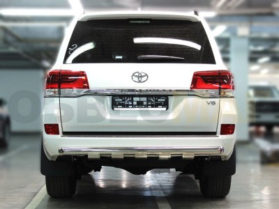 Защита заднего бампера 76 мм с накладками для Toyota Land Cruiser 200 2015-2021