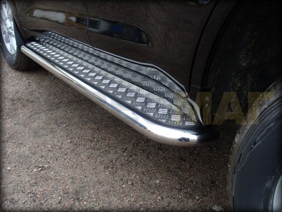 Пороги с площадкой алюминиевый лист 76 мм Технотек для Toyota Land Cruiser 200 2007-2011