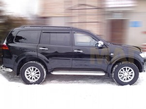 Пороги с площадкой алюминиевый лист 53 мм для Mitsubishi Pajero Sport № MPS08 2.2