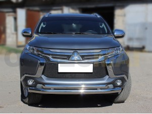 Защита передняя двойная 76-60 мм для Mitsubishi Pajero Sport № MPS16_1