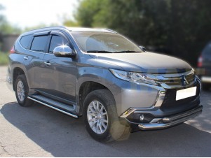 Защита штатного порога 43 мм для Mitsubishi Pajero Sport № MPS16_2