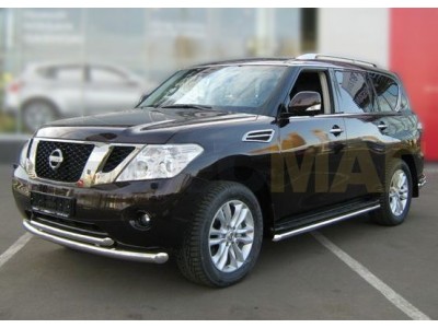 Защита передняя двойная 60-53 мм для Nissan Pathfinder 2010-2014
