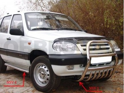 Пороги с площадкой алюминиевый лист 43 мм Технотек для Chevrolet Niva 2002-2008