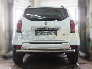 Защита заднего бампера двойная 60-53 мм без фаркопа для Renault Duster Dakar № RDD17_3.2