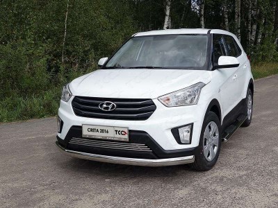 Решетка радиатора 12 мм ТСС для Hyundai Creta 2016-2021