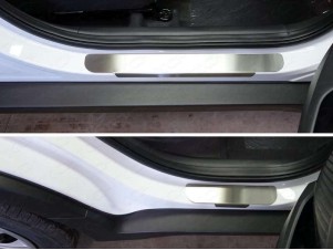 Накладки на пороги шлифованный лист для Hyundai Creta № HYUNCRE16-08
