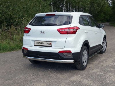 Пороги труба овальная с проступью 75х42 мм ТСС для Hyundai Creta 2016-2021