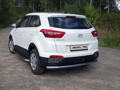 Пороги с площадкой нержавеющий лист 60 мм ТСС для Hyundai Creta 2016-2021