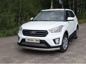Защита передняя овальная 75х42 мм для Hyundai Creta № HYUNCRE16-25