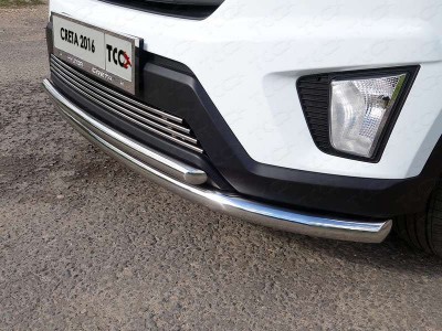 Защита передняя двойная 60-42 мм ТСС для Hyundai Creta 2016-2021