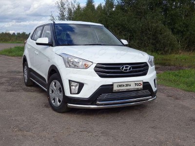 Защита передняя двойная 60-42 мм ТСС для Hyundai Creta 2016-2021