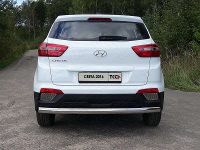 Защита заднего бампера овальная 75х42 мм ТСС для Hyundai Creta 2016-2021