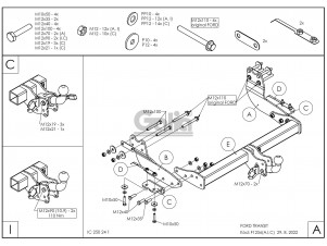 ТСУ Фаркоп оцинкованный Galia шар C съемный для Ford Transit/Tourneo Custom № F125C