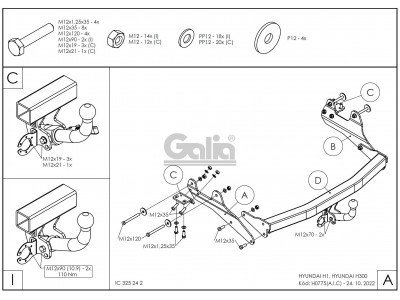 Фаркоп оцинкованный Galia шар C съемный для Hyundai H-1 Starex 2007-2018