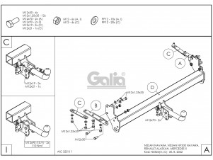 ТСУ Фаркоп оцинкованный Galia шар A для Nissan Navara D40 № N052A