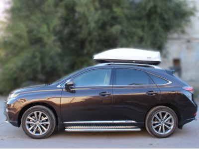 Пороги с площадкой алюминиевый лист 60 мм Технотек для Lexus RX270/300/350 2012-2015