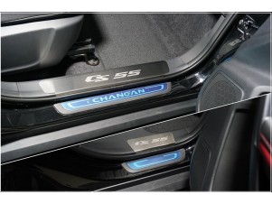 Накладки на пластиковые пороги (лист шлифованный надпись CS55) 4шт для Changan CS55 2WD 1.5T 2017 – н.в. CHANCS5522-03