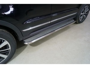 Пороги с площадкой (нерж. лист) 42,4 мм для Changan CS55 2WD 1.5T 2017 – н.в. CHANCS5522-16