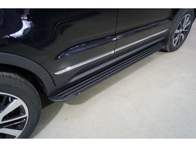 Пороги алюминиевые Slim Line Black 1720 мм ТСС для Changan CS55 2WD 1.5T 2017 – н.в. 