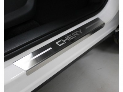 Накладки на пороги лист шлифованный надпись Chery 4 шт ТСС для Chery Tiggo 8 2020-2021