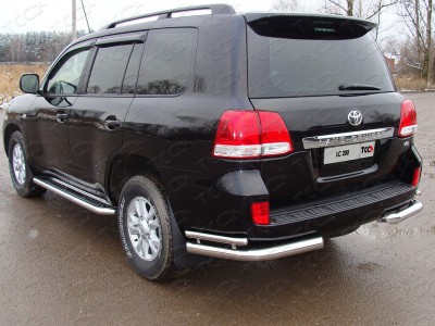 Защита задняя двойные уголки 76-42 мм ТСС для Toyota Land Cruiser 200 2012-2015