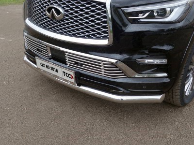 Защита переднего бампера 76 мм ТСС для Infiniti QX80 2018-2021