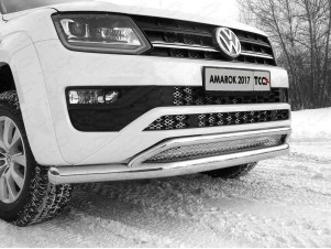 Защита передняя двойная с решеткой 76-42 мм для Volkswagen Amarok № VWAMAR17-34