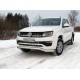 Пороги алюминиевые ТСС с накладкой серые для Volkswagen Amarok 2016-2021