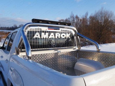 Защита кузова и заднего стекла со светодиодной фарой 76 мм ТСС для Volkswagen Amarok 2016-2021