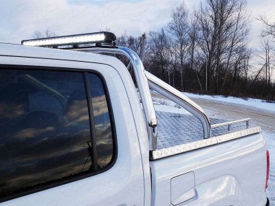 Защита кузова с фарой на крышку 75х42 мм ТСС для Volkswagen Amarok 2016-2021