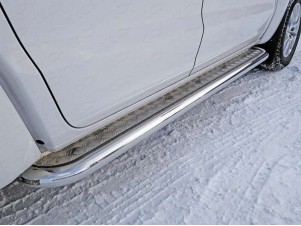 Пороги с площадкой алюминиевый лист 60 мм для Volkswagen Amarok № VWAMAR17-26
