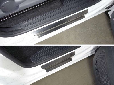 Накладки на пороги лист шлифованный ТСС для Volkswagen Amarok 2016-2021