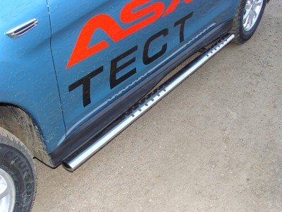Пороги труба овальная с проступью 75х42 мм ТСС для Mitsubishi ASX 2010-2016