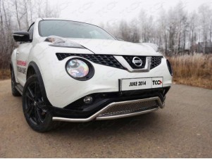 Защита передняя Кенгурятник с вставкой и решеткой 42 мм для Nissan Juke № NISJUK2WD14-03