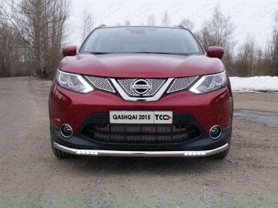 Защита переднего бампера с ДХО 60 мм ТСС для Nissan Qashqai (СПБ) 2015-2019